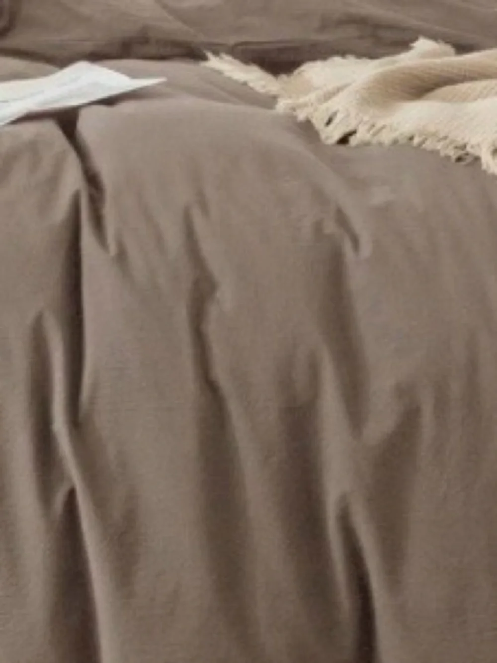 FULL SIZE Duvet Set 100% Washed Cotton - PALE BROWN